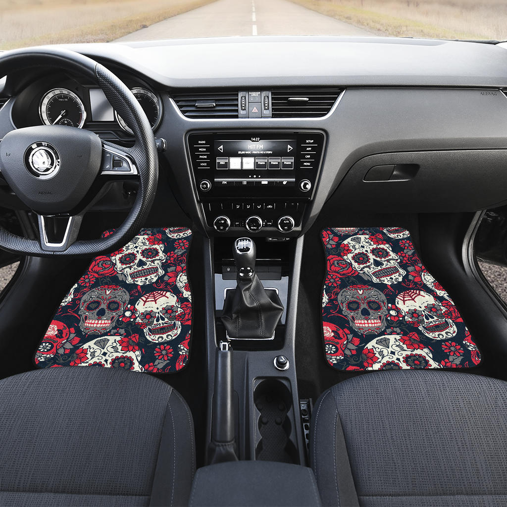 Set of 4 pcs sugar skull car mats