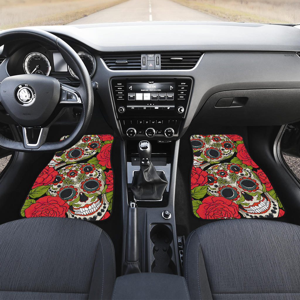 Set of 4 pcs sugar skull car mats