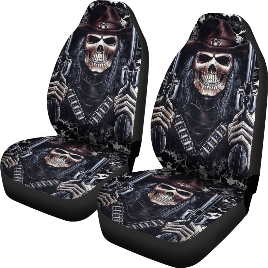 Set of 2 skull gothic car seat covers