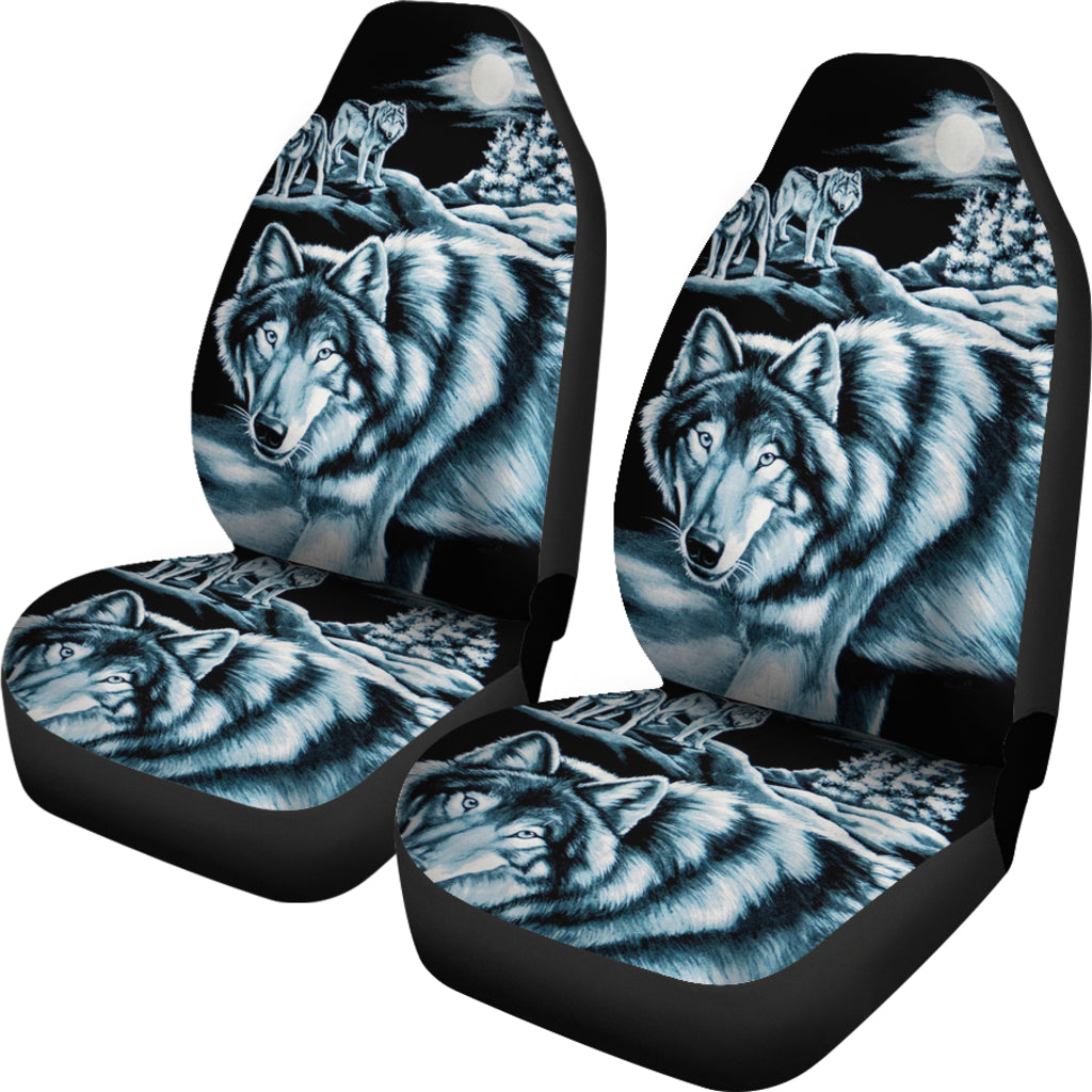 Set 2 pcs night Wolf car seat covers