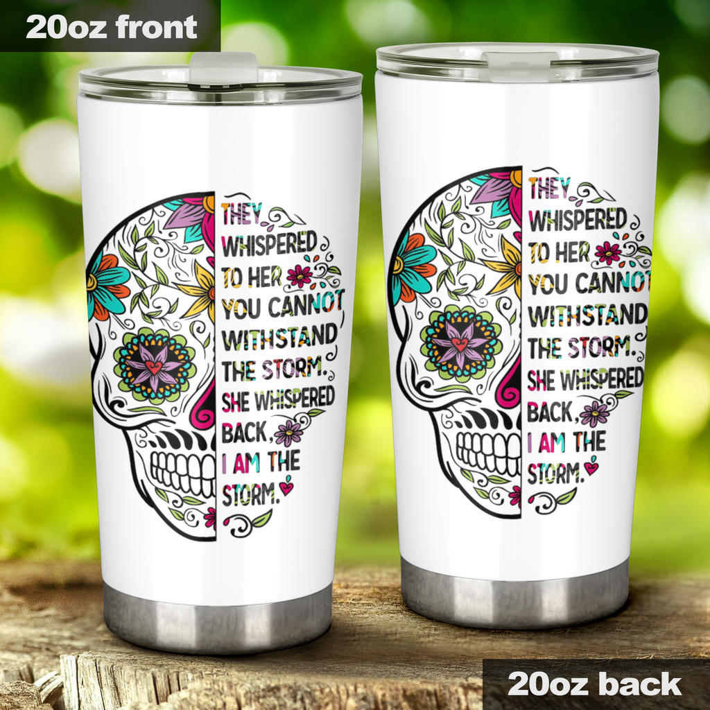 Sugar skull Day of the dead floral tumbler mug cup