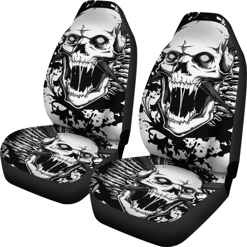 Set 2 pcs Gothic skull car seat covers
