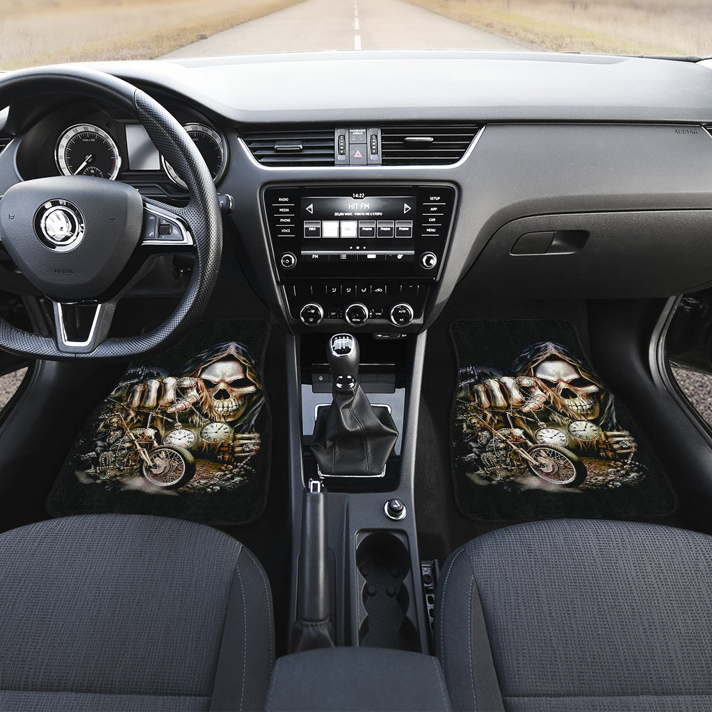 Set of 4 pcs motorcycle skull car mats