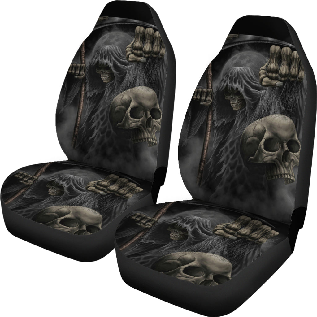 Set of 2 pcs skull car seat cover