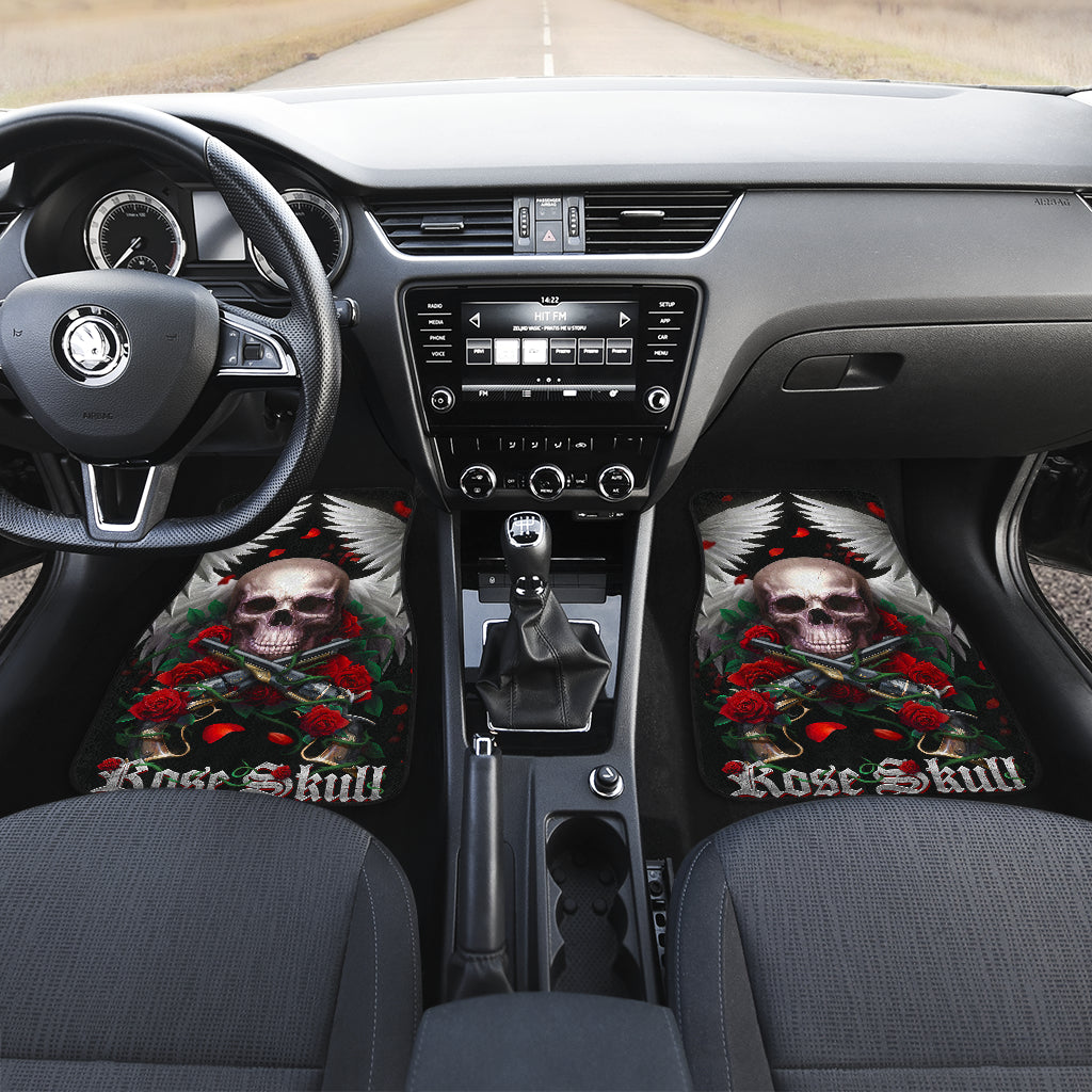 Rose skull car mats