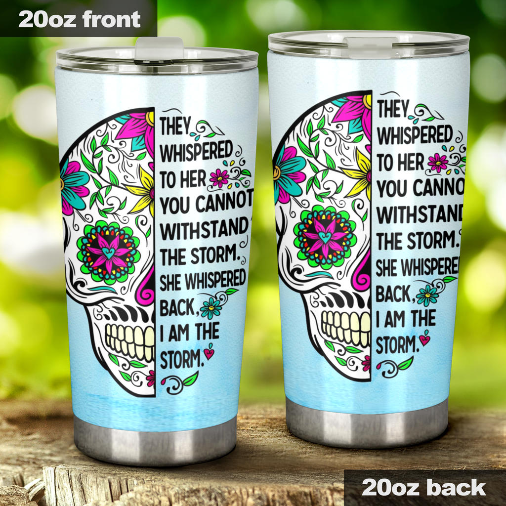 Day of the dead sugar skull tumbler mug