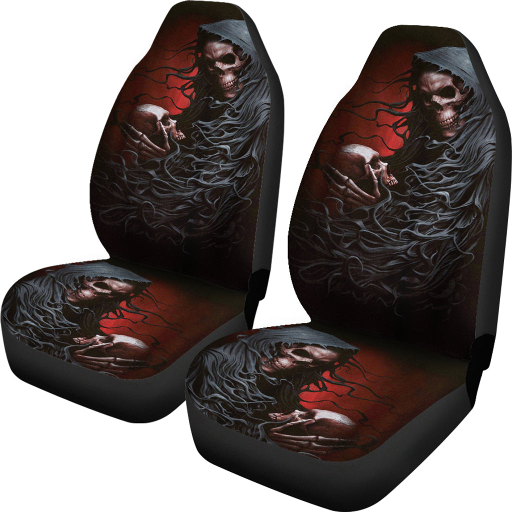 Set 2 pcs Gothic skull car seat covers