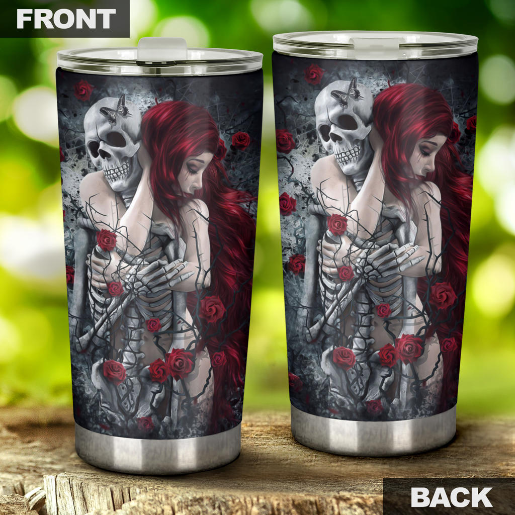 Love forever skull tumbler cup