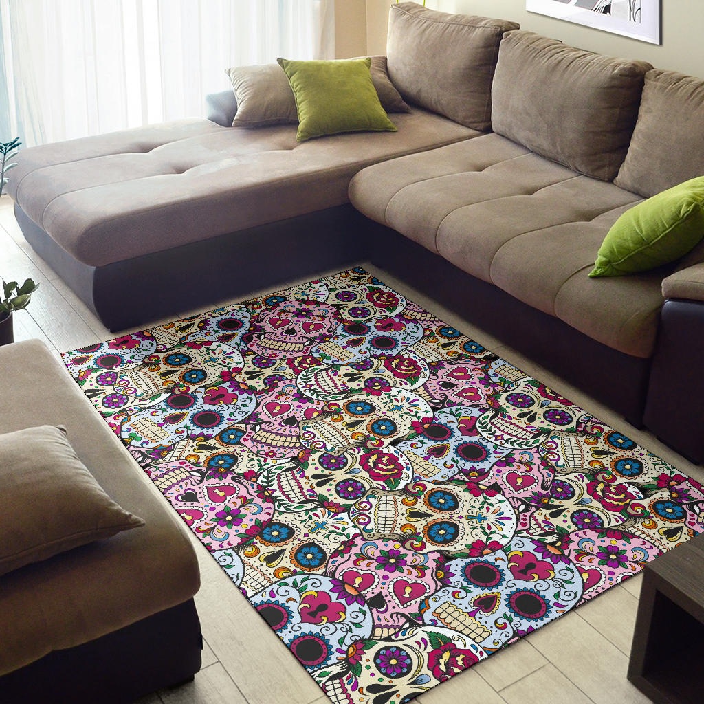 Sugar skull area rug