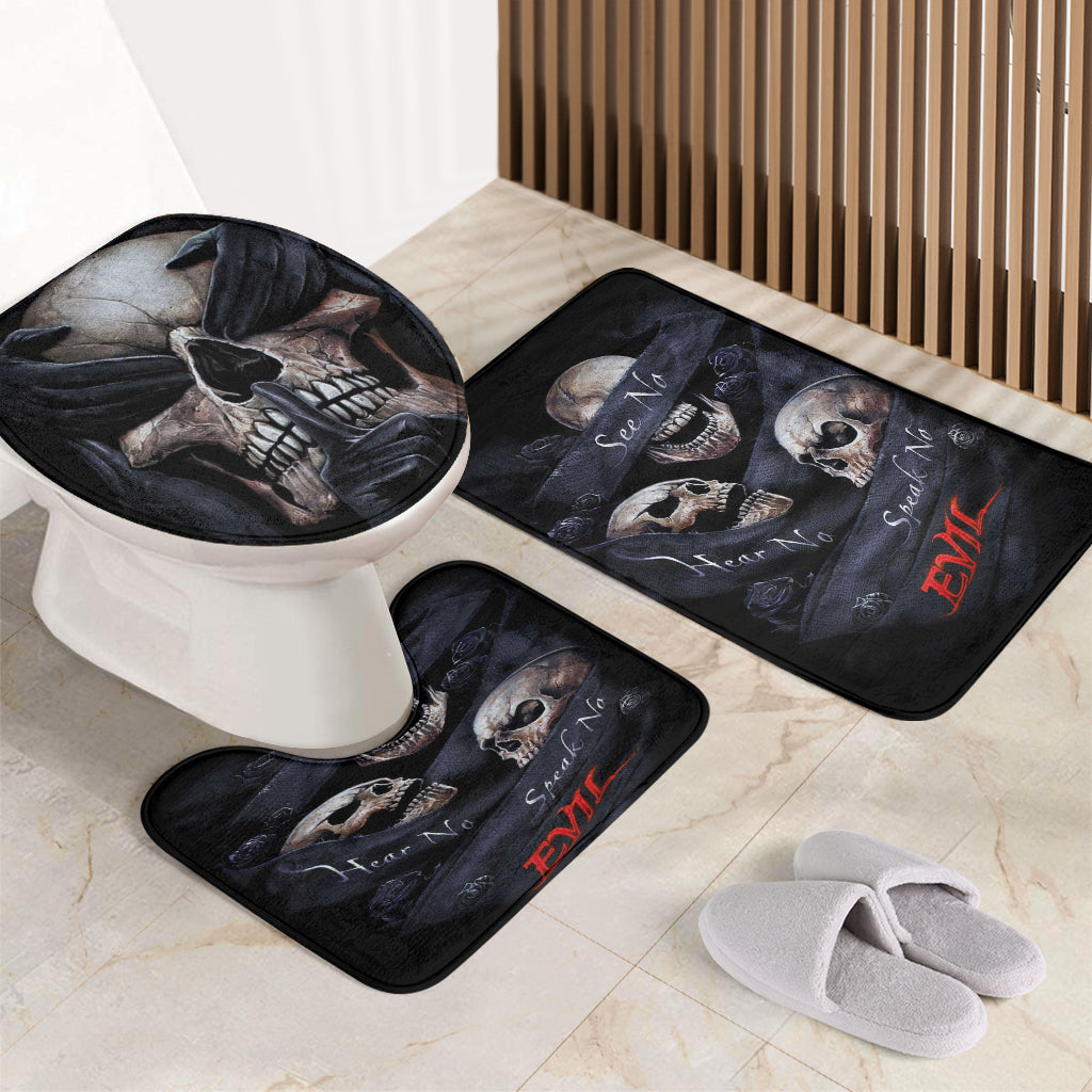 No see no hear no speak skull evils Set 3 pcs toilet cover