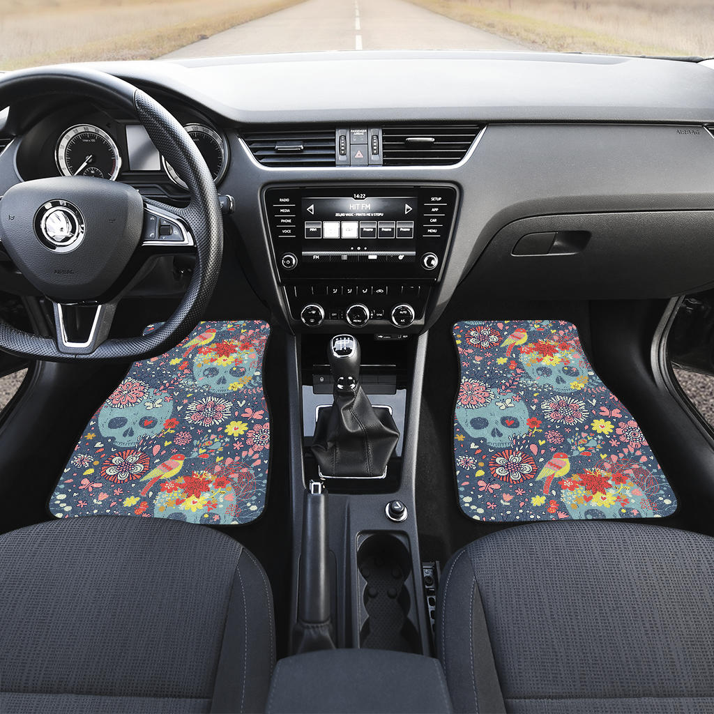 Set of 4 pcs sugar skull car mats