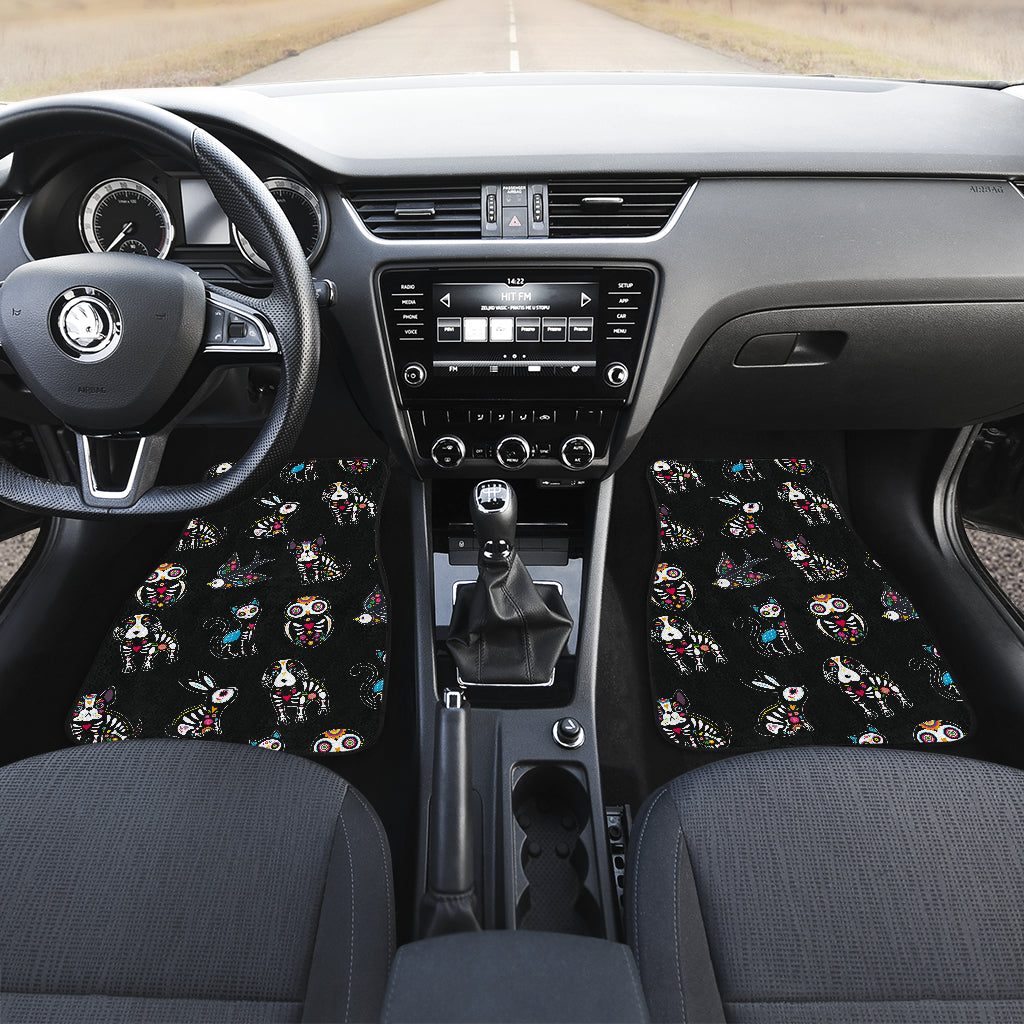 Set 4pcs Sugar skull animal car mats