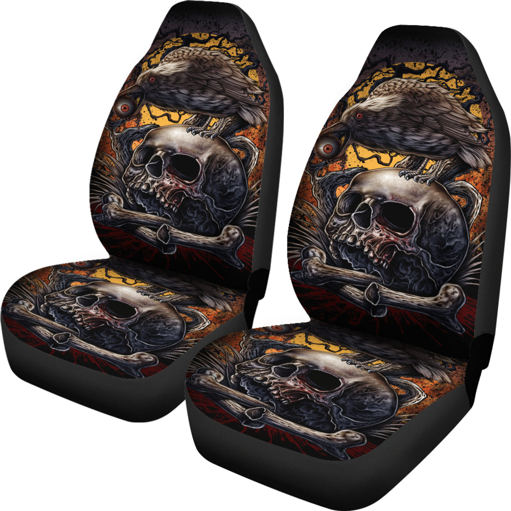 Set 2 pcs Gothic skull car seat covers