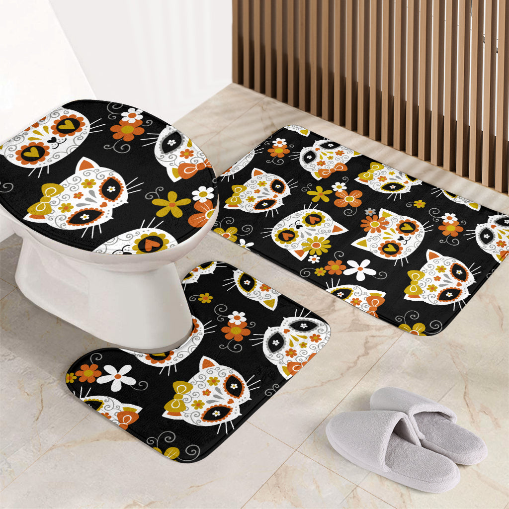 Sugar skull toilet cover & mat
