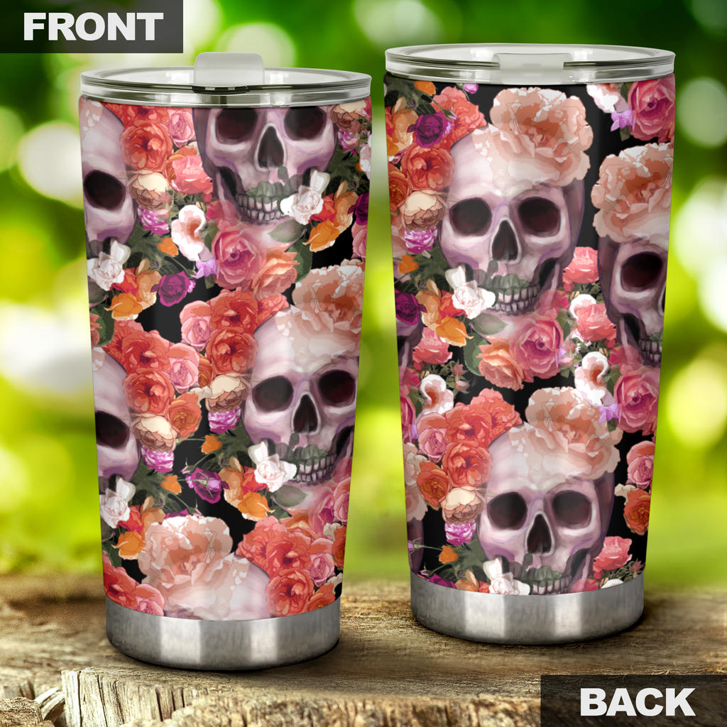 Floral skull tumbler