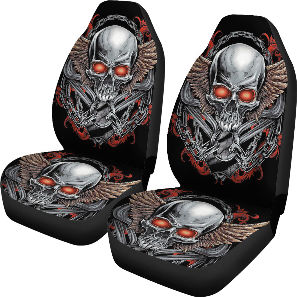 Set 2 pcs Gothic skull car seat covers