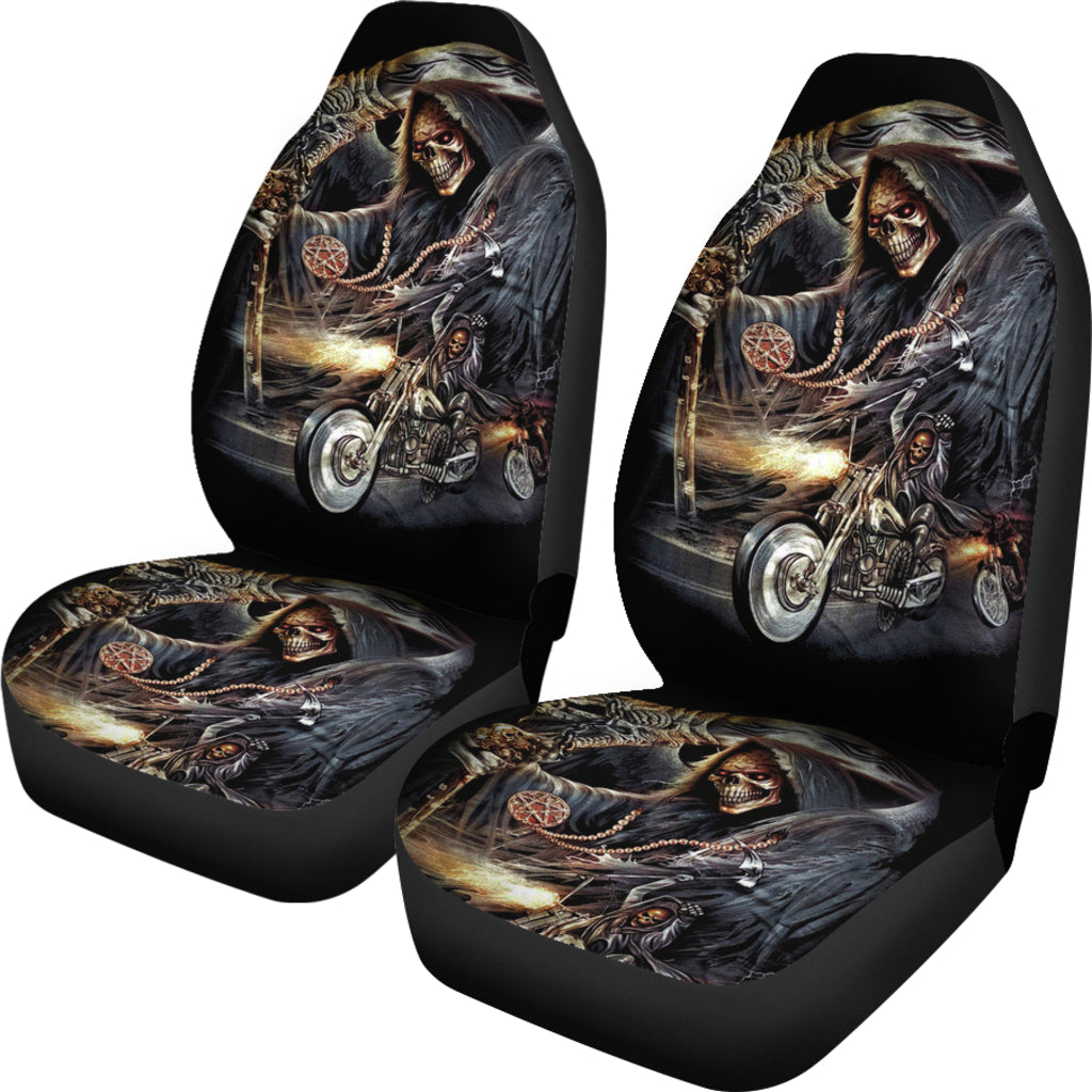 Set of 2 skull car seat covers