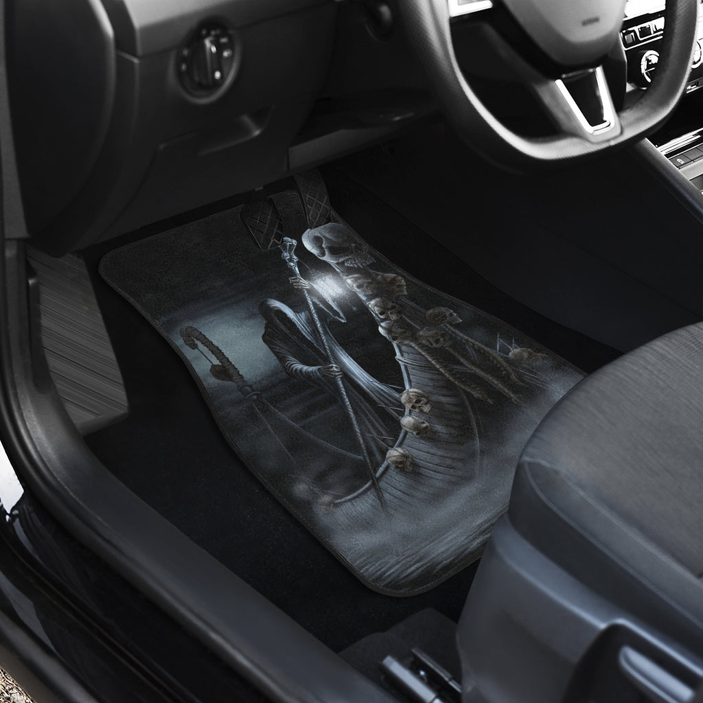 Set 4 pcs Gothic grim reaper skull car mats