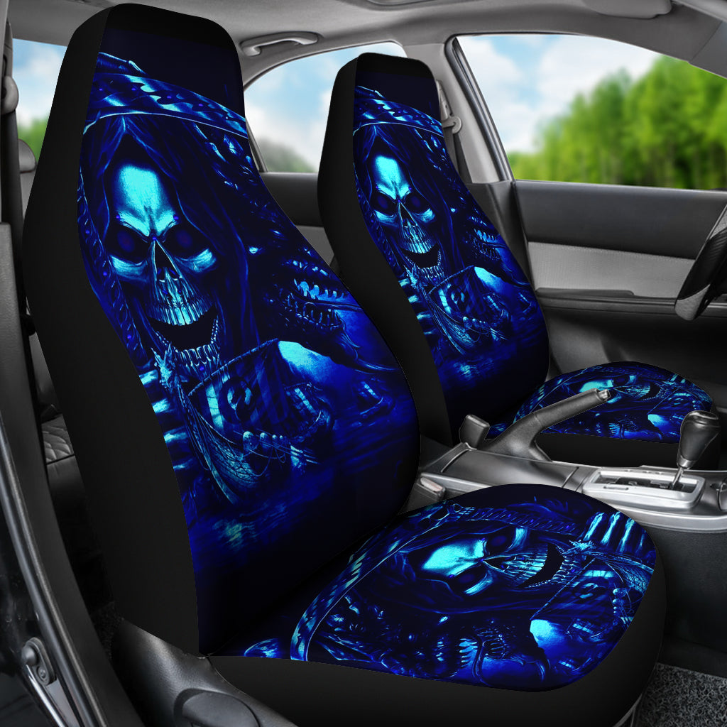 Set 2 pcs Gothic skull car seat covers