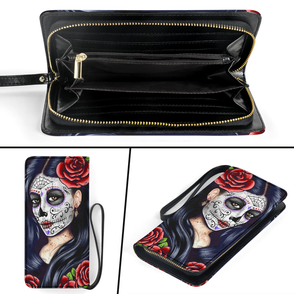 Day of the dead sugar skull girl wallet