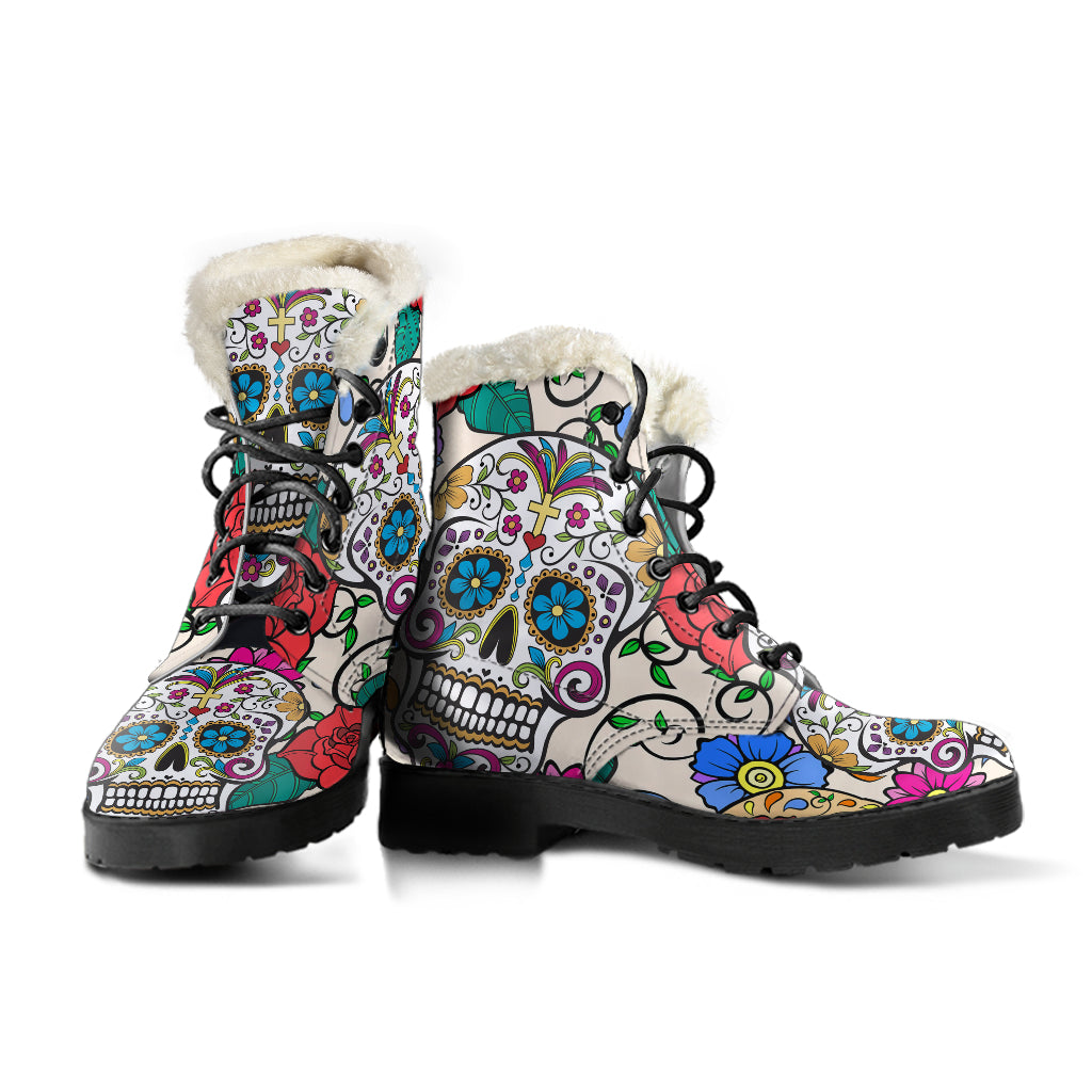 Sugar skull leather boots