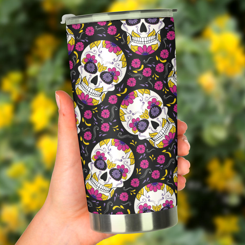 Sugar skull tumbler mug cup