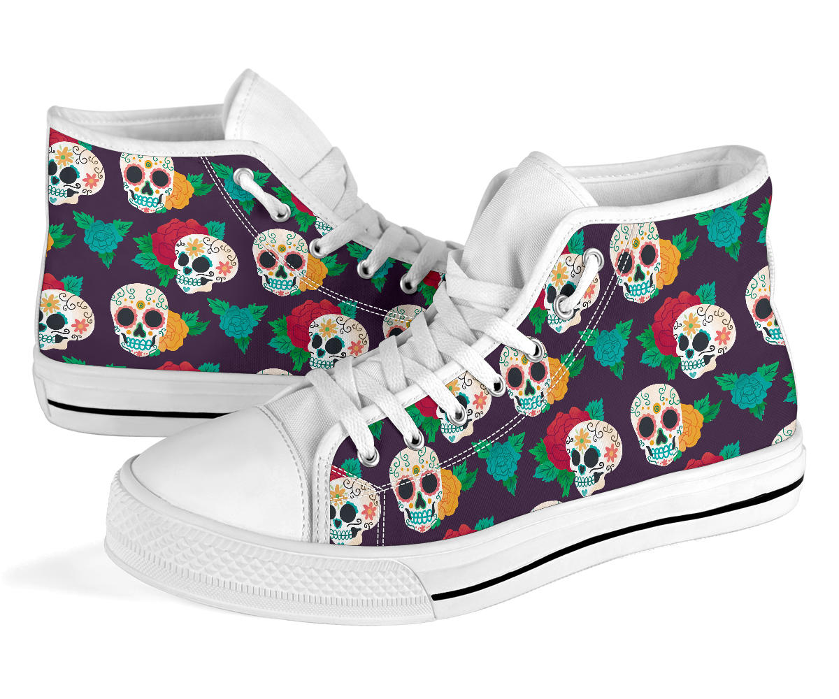 Black Sugar skull high top shoes