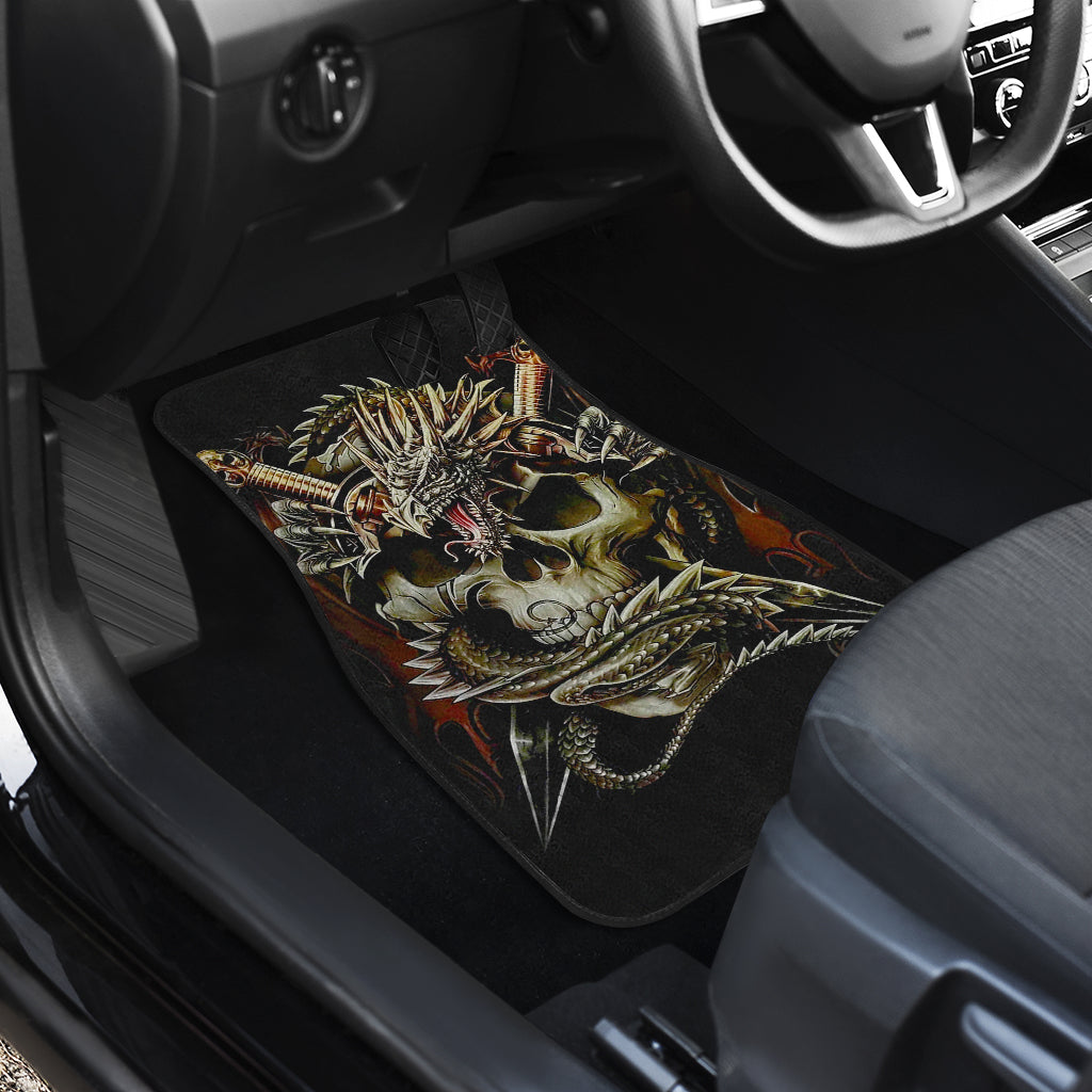 Set 4 pcs dragon skull car mats