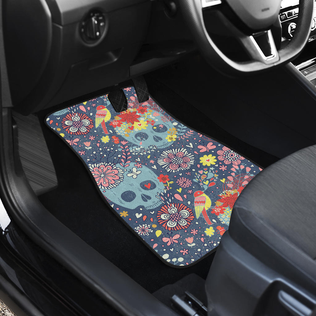 Set of 4 pcs sugar skull car mats