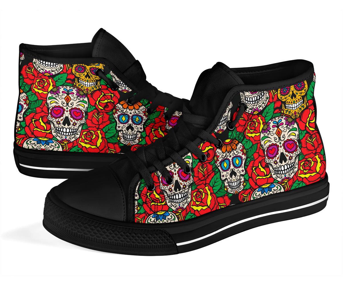 Black Sugar skull high top shoes