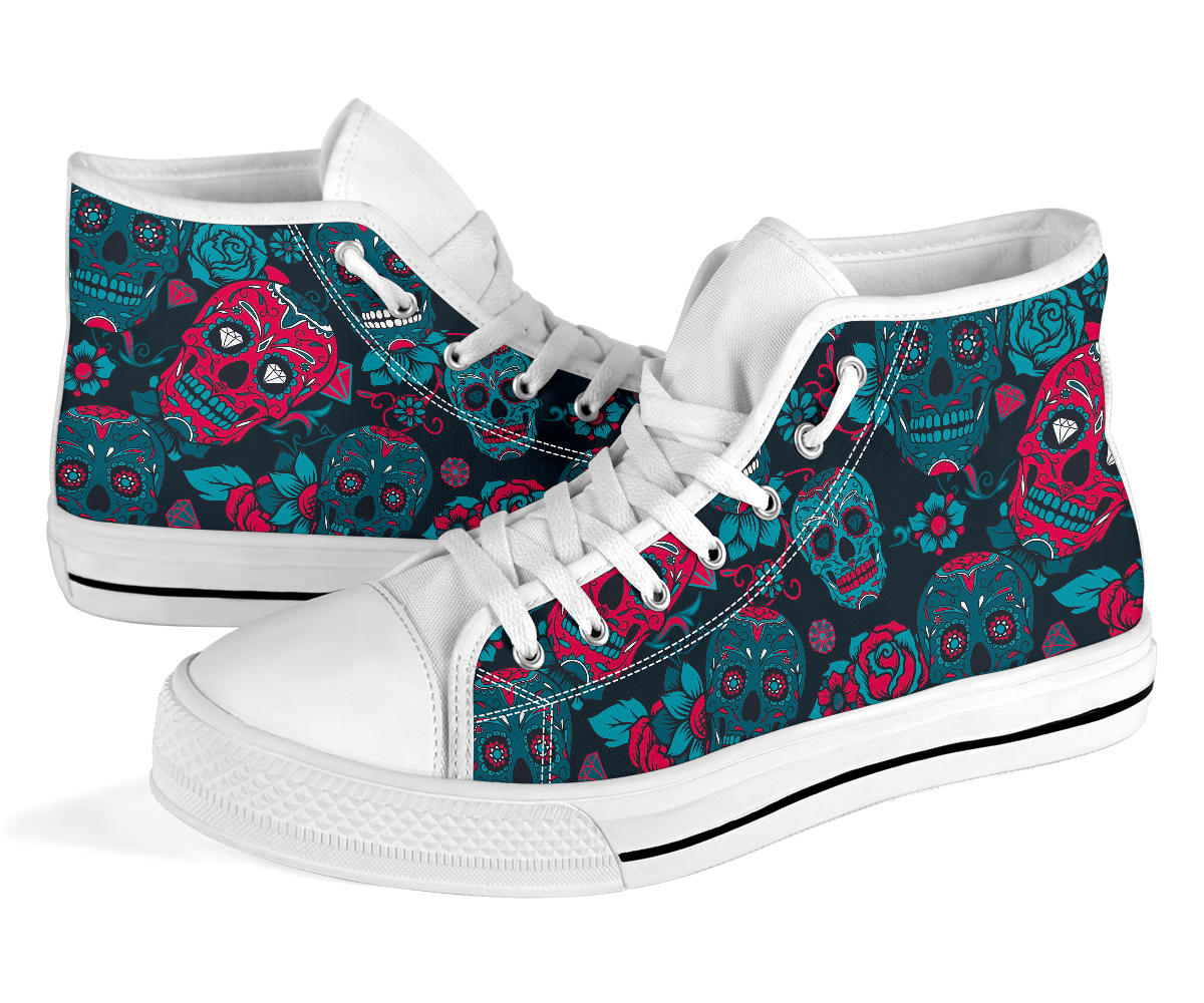 Black Sugar skull high top shoes