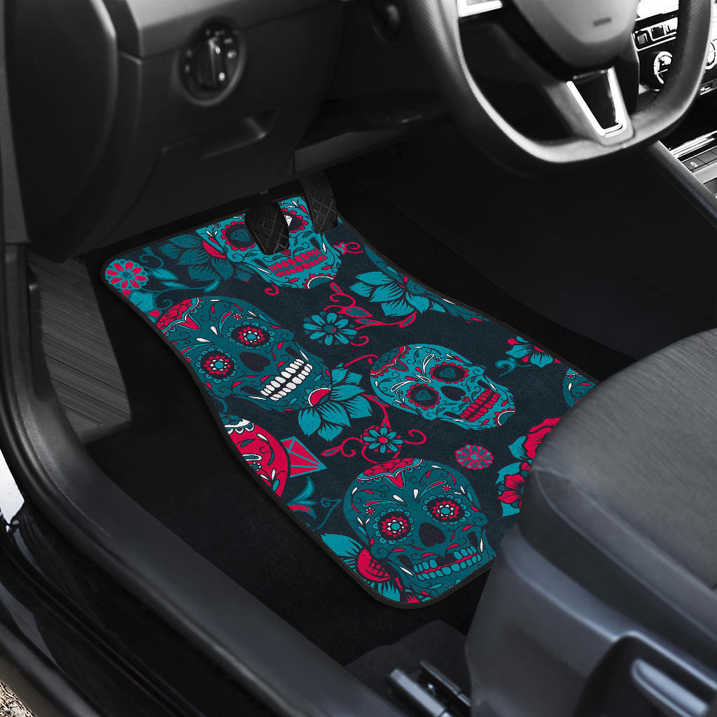 Set of 4 pcs sugar skull car mat