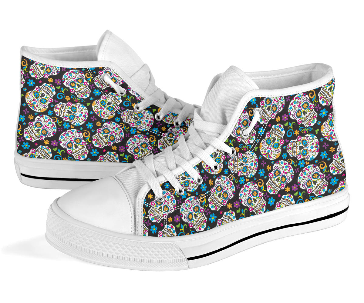 Black Sugar skull high top shoes