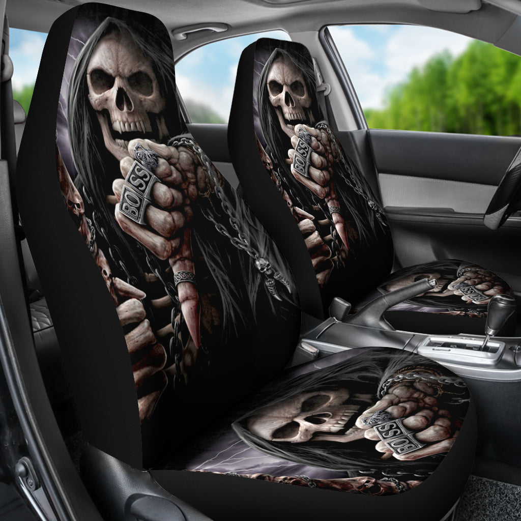 Set 2 pcs Boss skull car seat covers