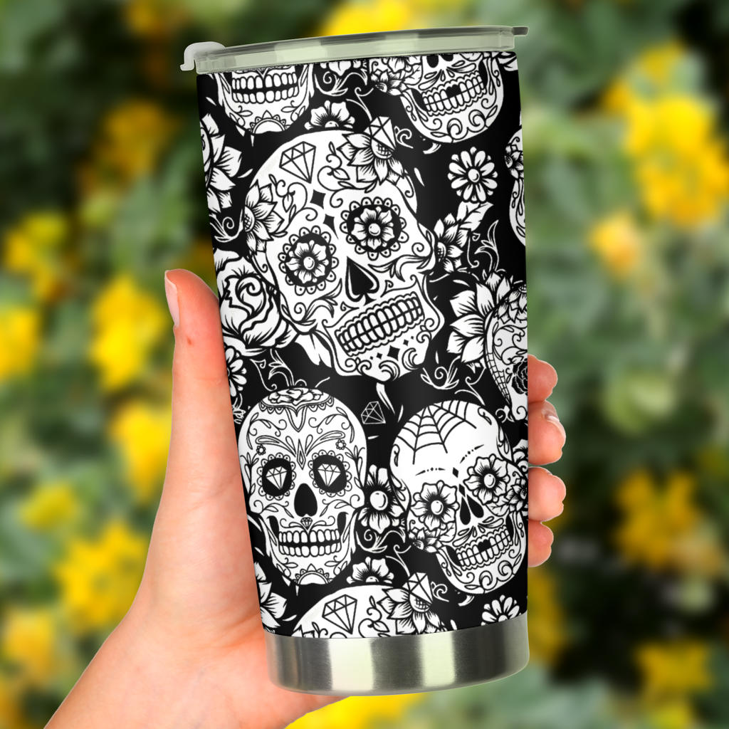 Sugar skull tumbler mug cup