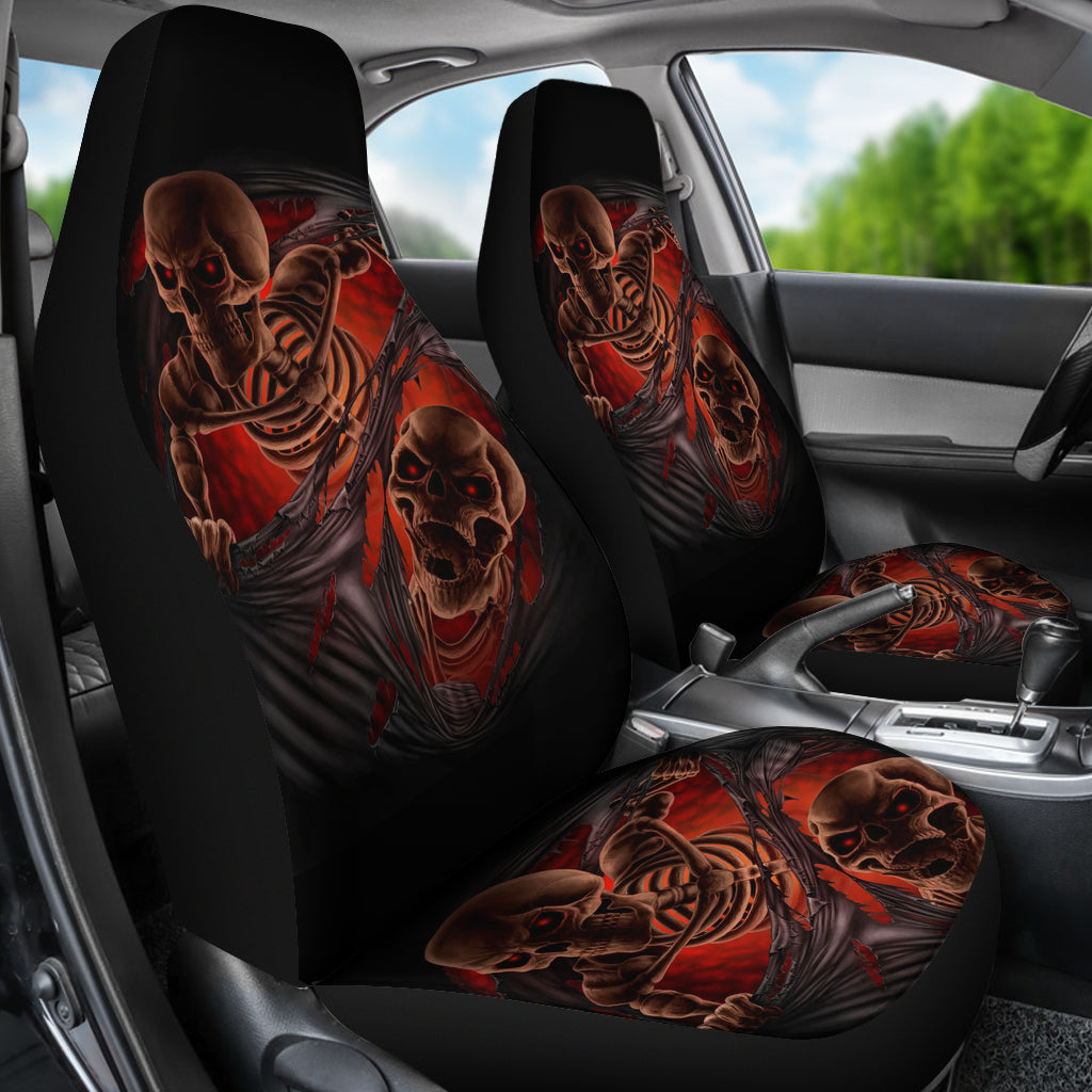 Set of 2pcs skull car seat covers