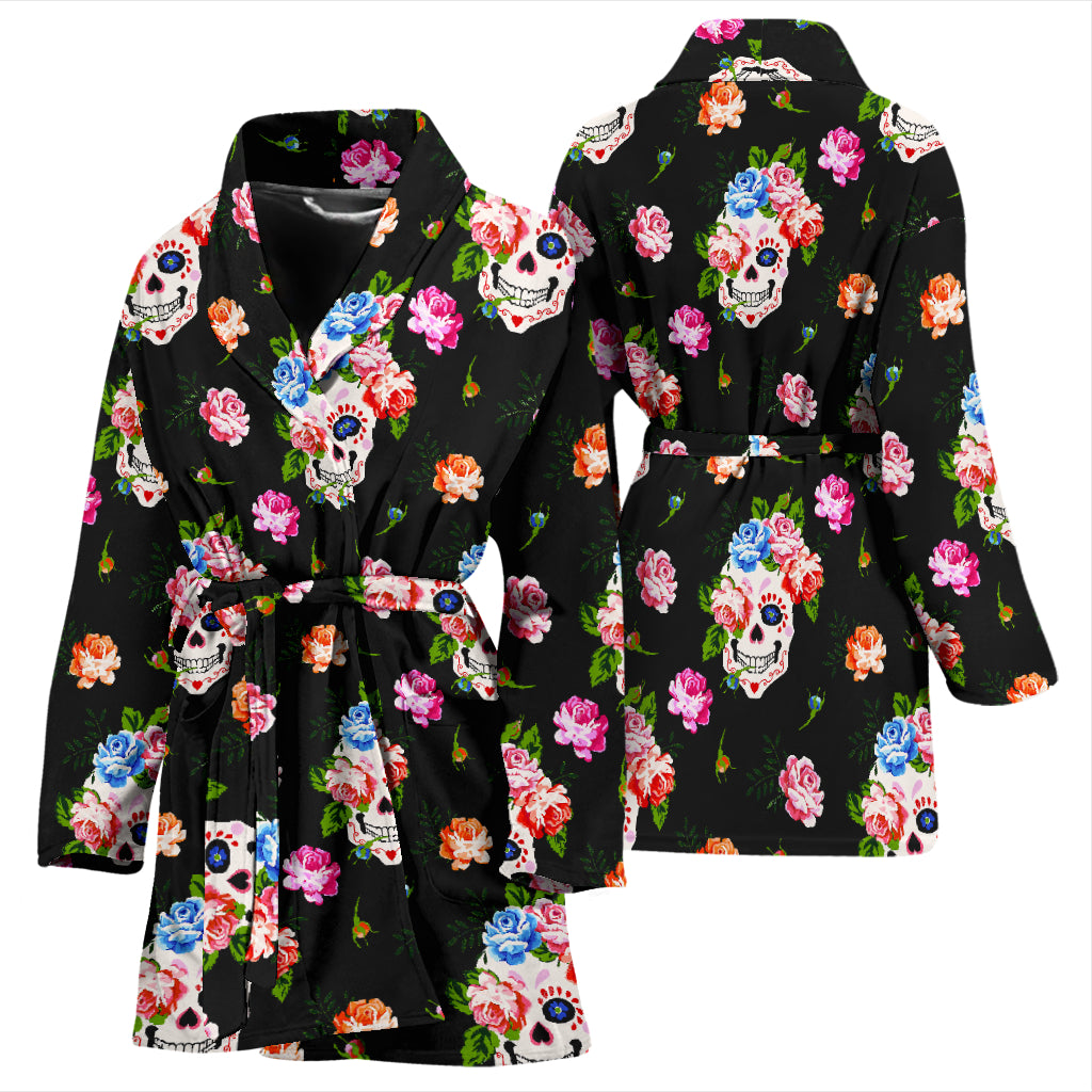 Sugar skull day of the dead bath robe