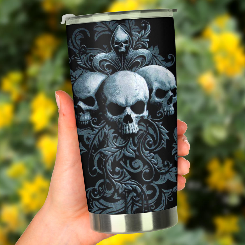 Skull grim reaper tumbler mug cup