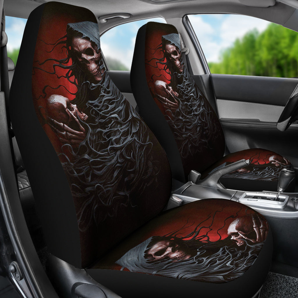 Set 2 pcs Gothic skull car seat covers