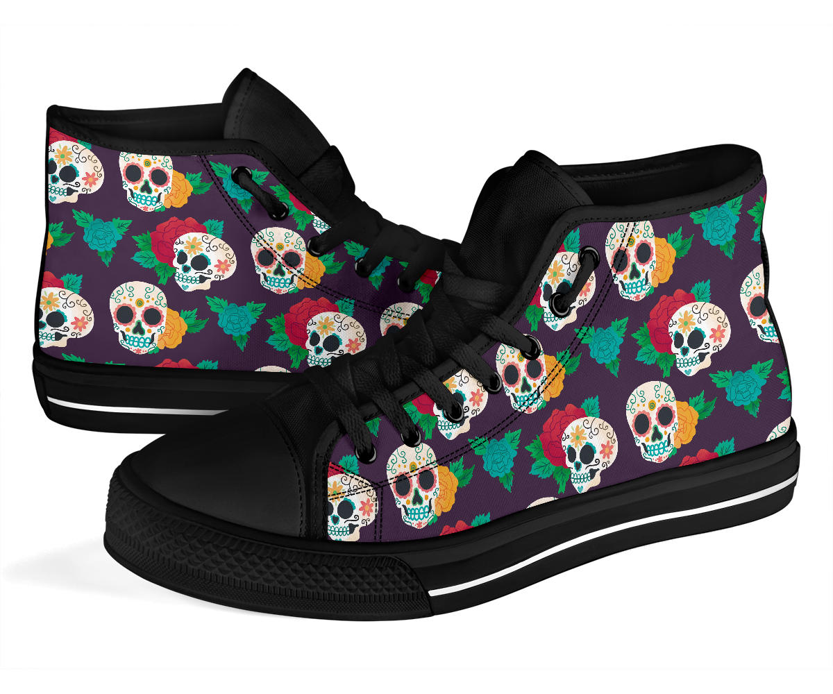 Black Sugar skull high top shoes