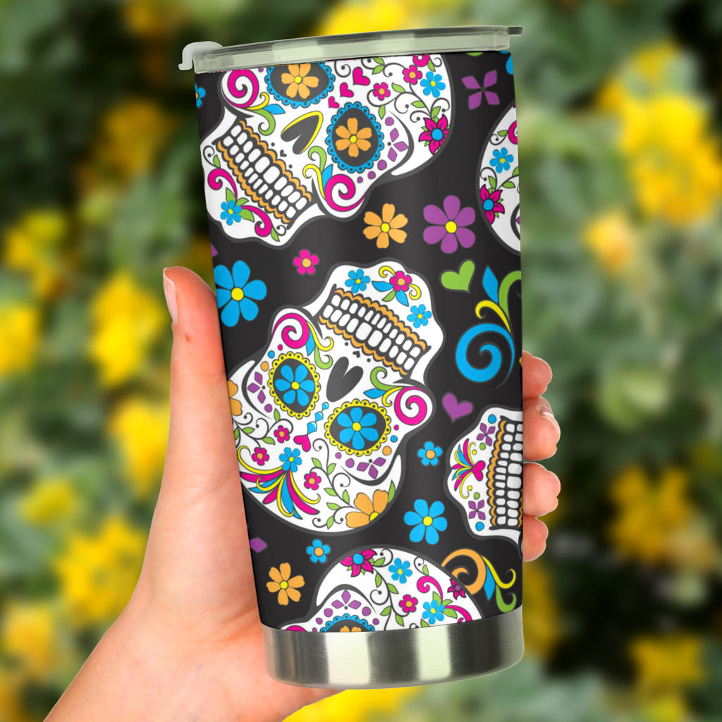 Sugar skull tumbler mug cup