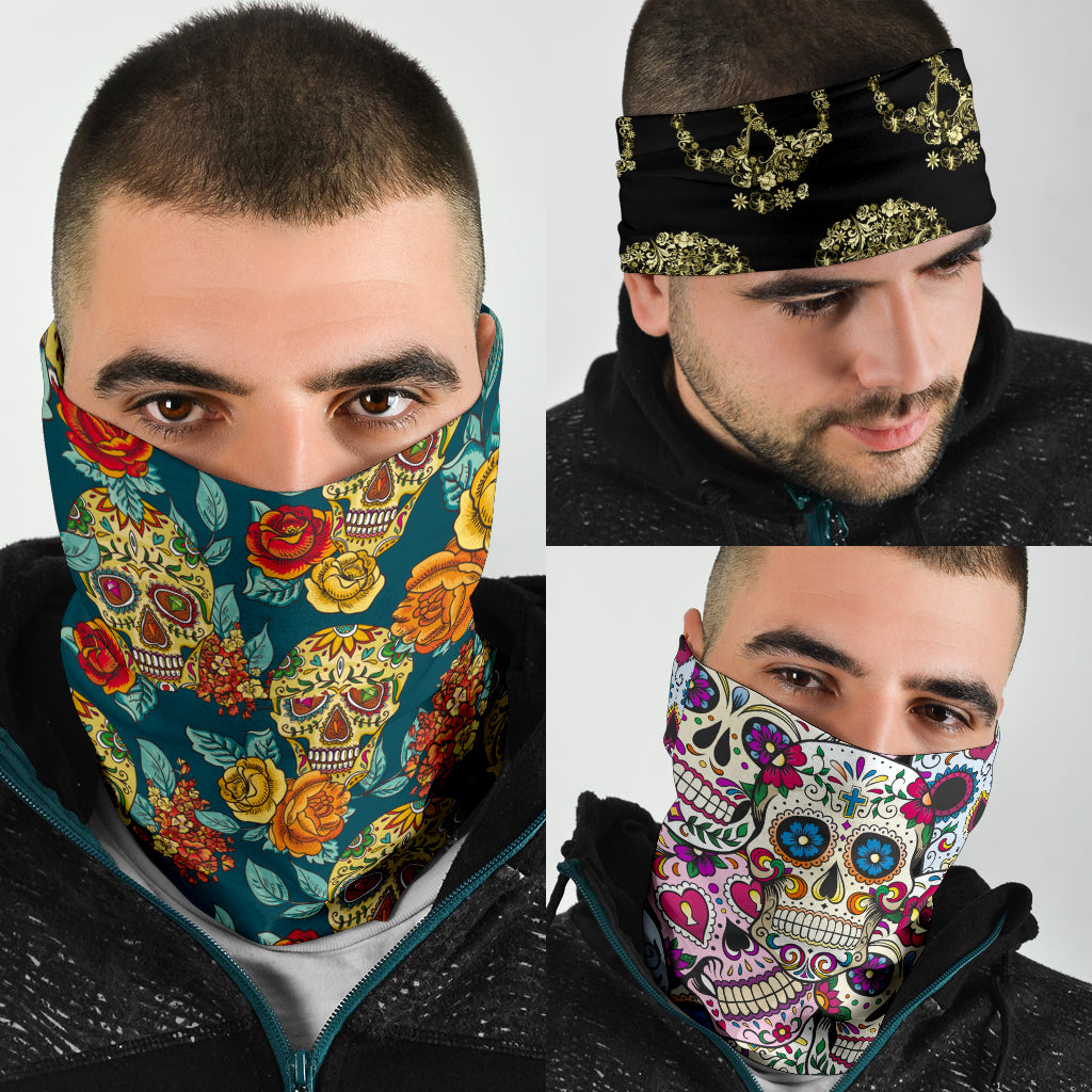 Set of 3 sugar skull bandana