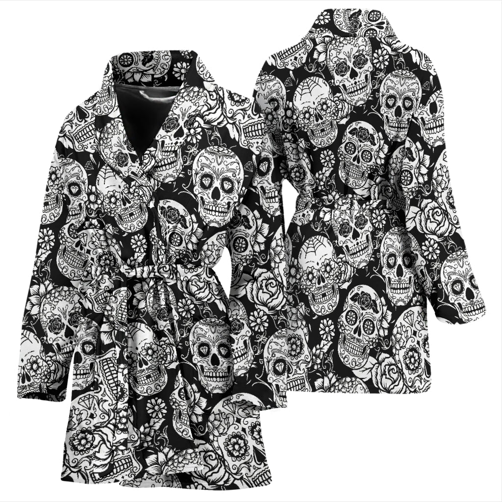 Sugar skull day of the dead bath robe