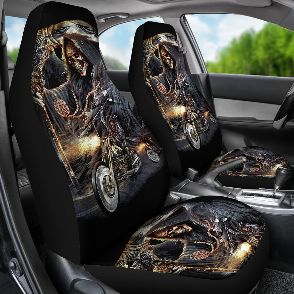 Set of 2 skull car seat covers