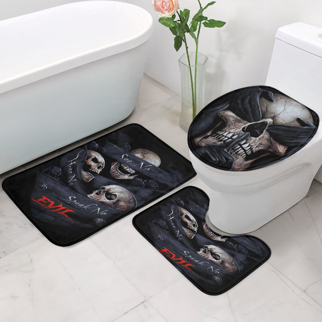 No see no hear no speak skull evils Set 3 pcs toilet cover