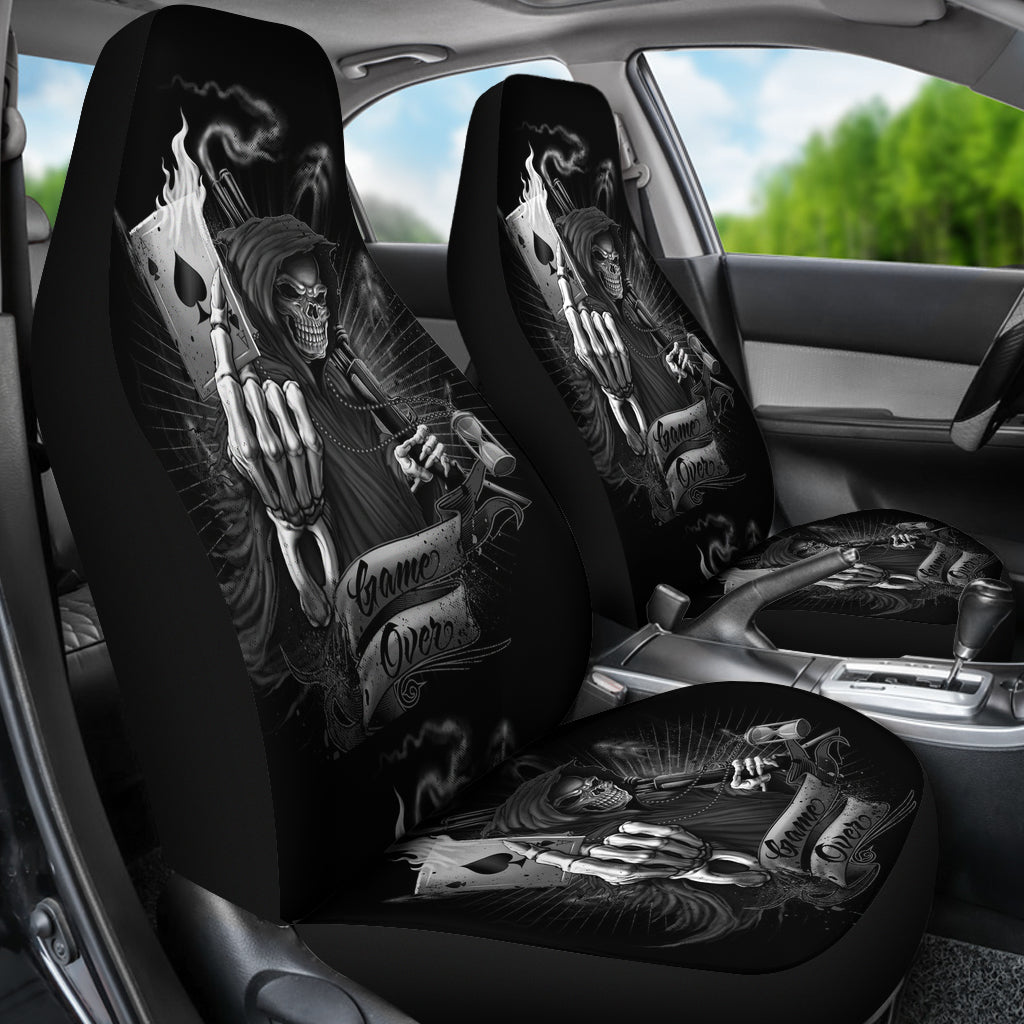 Set 2 pcs skull grim reaper car seat cover sugar skulls