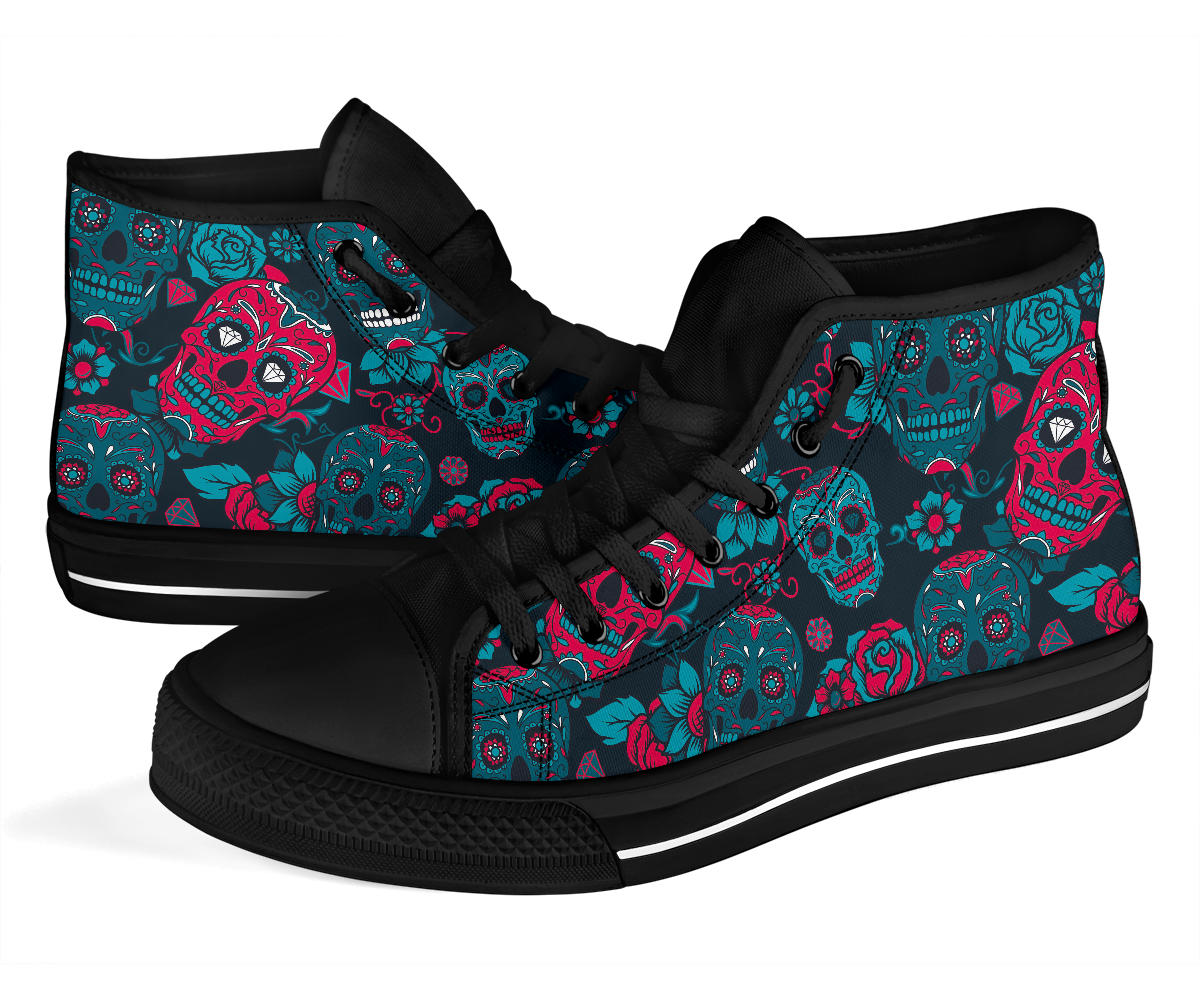 Black Sugar skull high top shoes