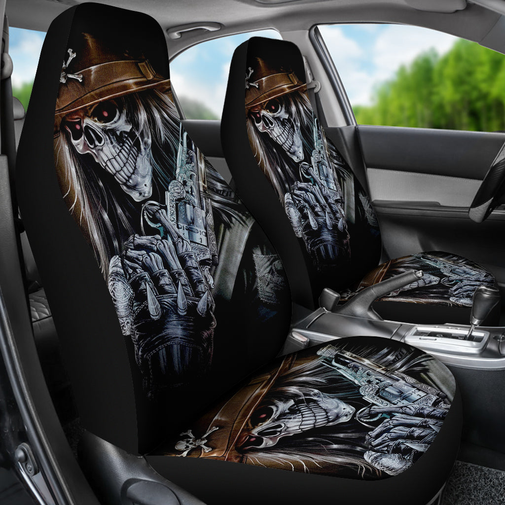 Set 2 pcs Gothic skull car seat covers