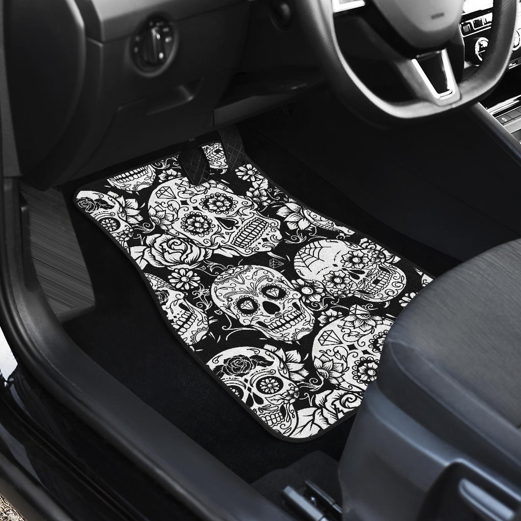 Set of 4 pcs sugar skull car mats