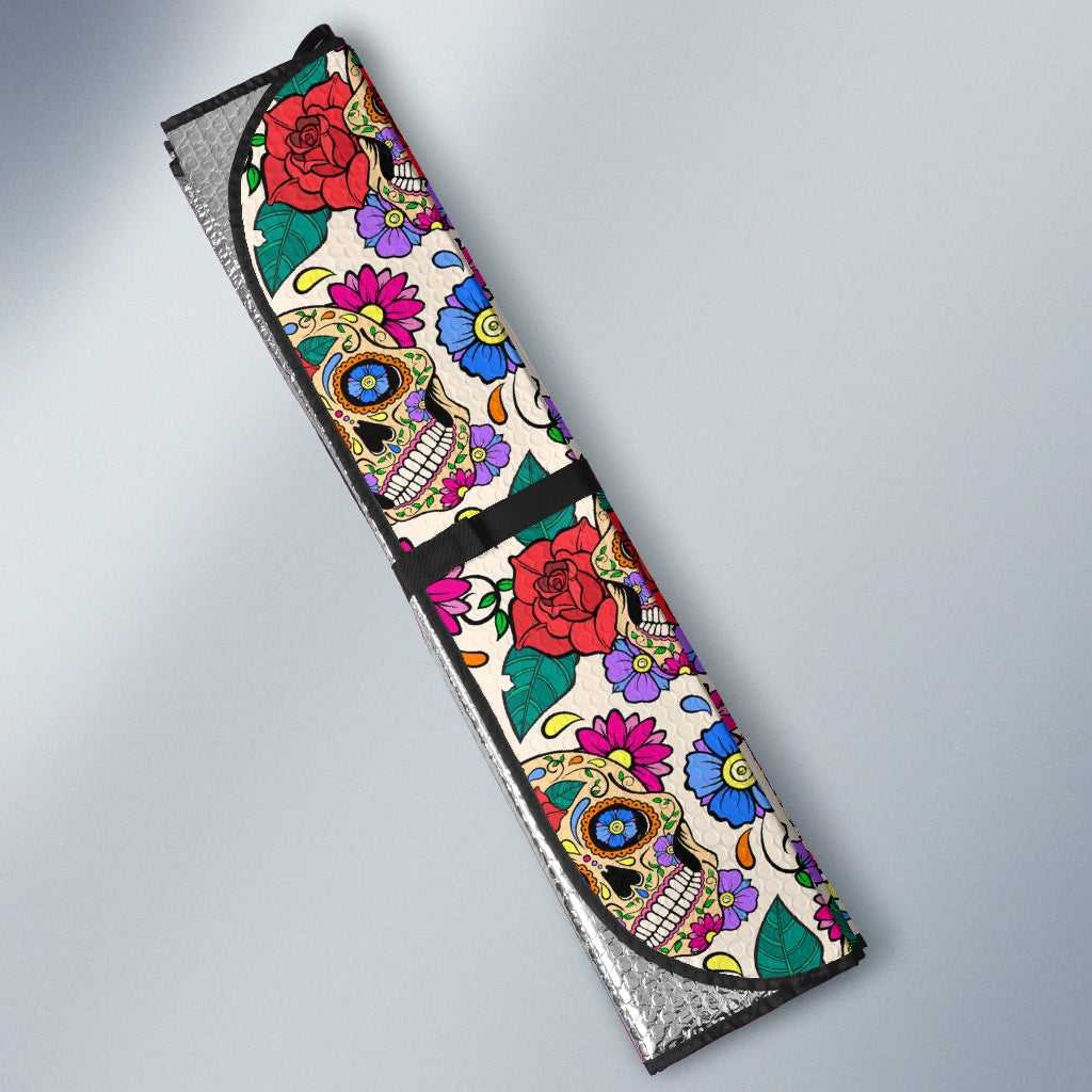 Sugar skull floral Auto Sun Shades